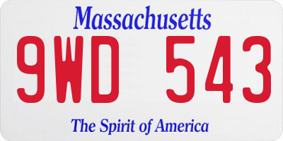 MA license plate 9WD543