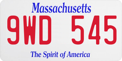 MA license plate 9WD545
