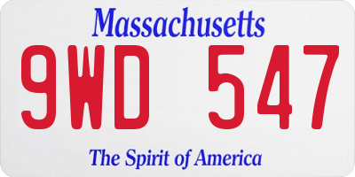 MA license plate 9WD547
