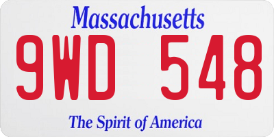 MA license plate 9WD548