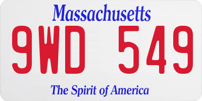 MA license plate 9WD549
