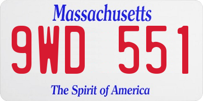 MA license plate 9WD551