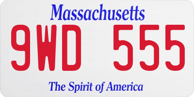 MA license plate 9WD555