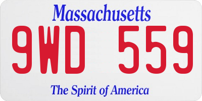 MA license plate 9WD559