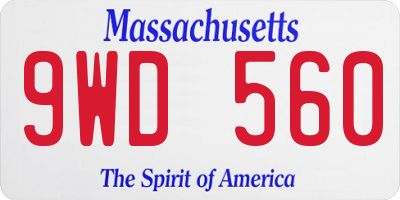 MA license plate 9WD560