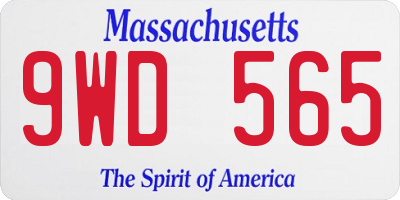 MA license plate 9WD565