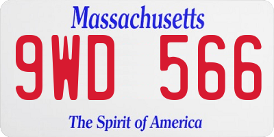MA license plate 9WD566