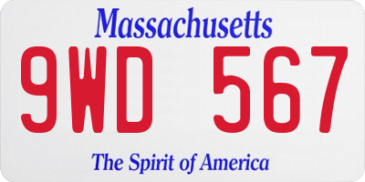 MA license plate 9WD567