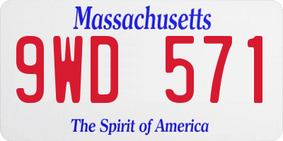 MA license plate 9WD571