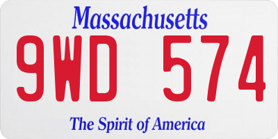 MA license plate 9WD574
