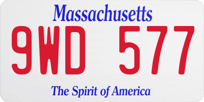 MA license plate 9WD577