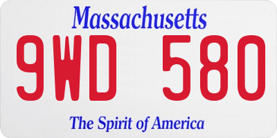 MA license plate 9WD580