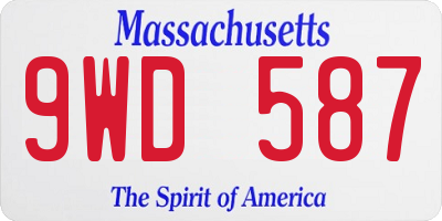 MA license plate 9WD587