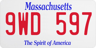 MA license plate 9WD597