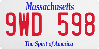 MA license plate 9WD598