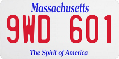 MA license plate 9WD601