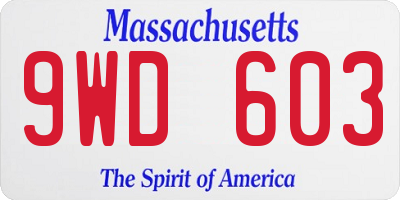 MA license plate 9WD603