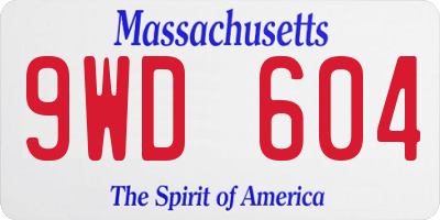 MA license plate 9WD604