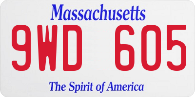 MA license plate 9WD605