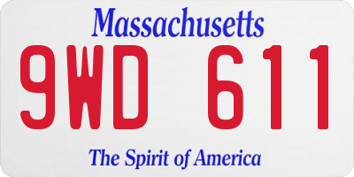 MA license plate 9WD611