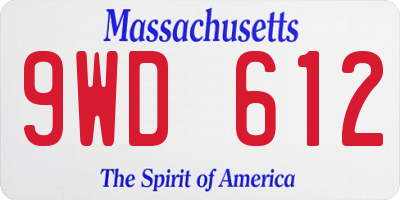 MA license plate 9WD612