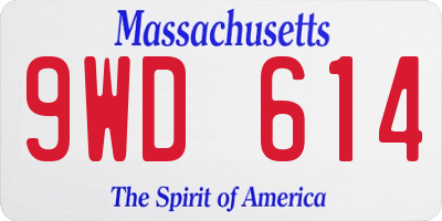 MA license plate 9WD614