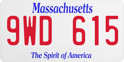 MA license plate 9WD615