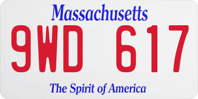 MA license plate 9WD617