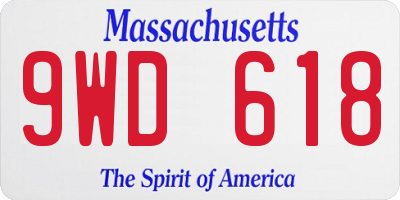MA license plate 9WD618