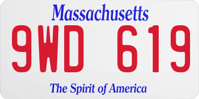MA license plate 9WD619