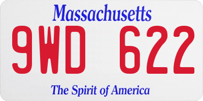 MA license plate 9WD622