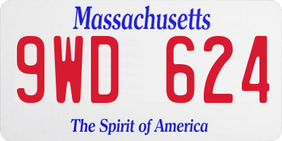 MA license plate 9WD624