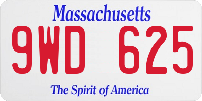 MA license plate 9WD625