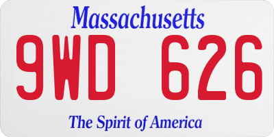 MA license plate 9WD626