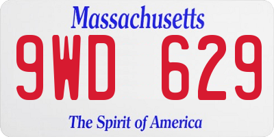 MA license plate 9WD629
