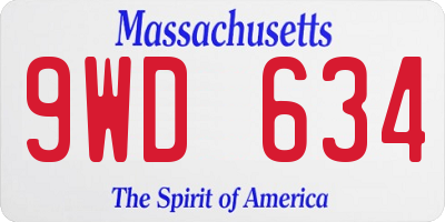 MA license plate 9WD634