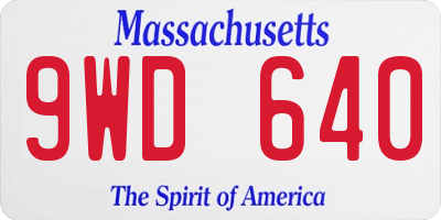 MA license plate 9WD640