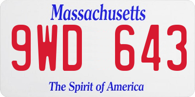 MA license plate 9WD643