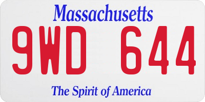 MA license plate 9WD644