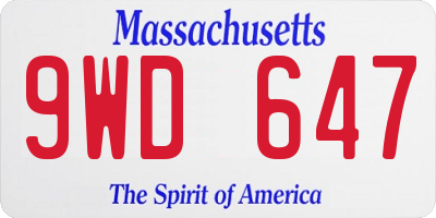 MA license plate 9WD647