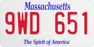 MA license plate 9WD651