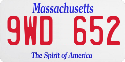 MA license plate 9WD652