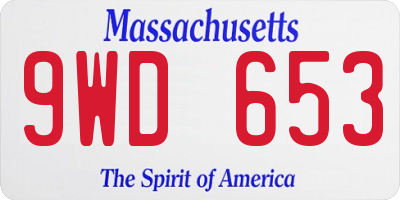 MA license plate 9WD653