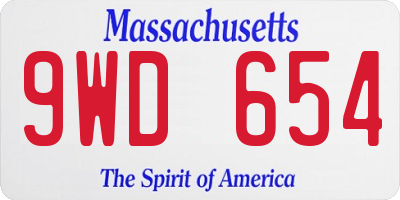 MA license plate 9WD654