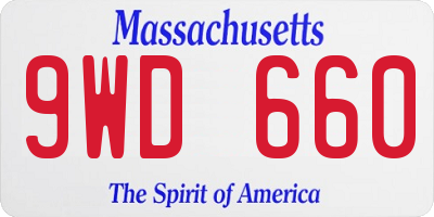 MA license plate 9WD660