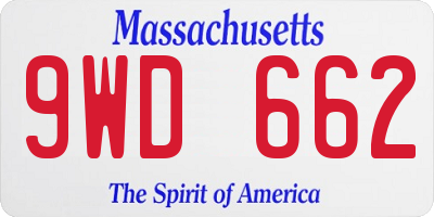 MA license plate 9WD662