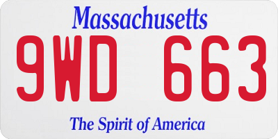 MA license plate 9WD663