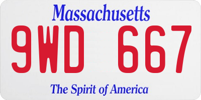 MA license plate 9WD667