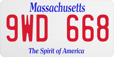 MA license plate 9WD668