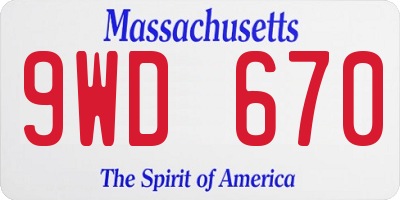 MA license plate 9WD670